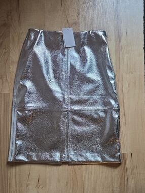H&M Silver Metallic Pencil Skirt